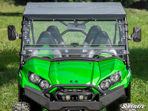 SuperATV flip windshield on a Kawasaki Teryx S, installed close-up