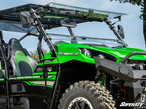 SuperATV flip windshield on a Kawasaki Teryx S, detail view
