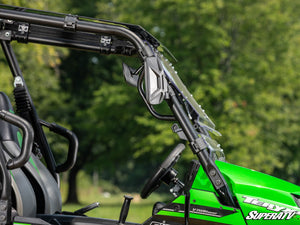 SuperATV flip windshield on a Kawasaki Teryx S, mounted view