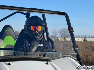 SuperATV full windshield on a Kawasaki Teryx, installed close-up