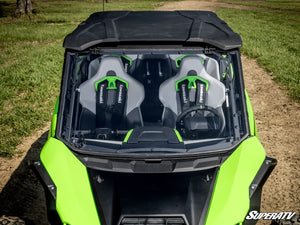 SuperATV flip windshield on a Kawasaki Teryx H2, installed close-up