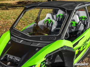 SuperATV glass windshield on a Kawasaki Teryx H2, installed close-up