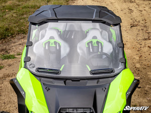 SuperATV vented windshield on a Kawasaki Teryx H2, mounted view