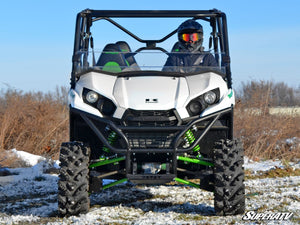 SuperATV half windshield on a Kawasaki Teryx, cab view