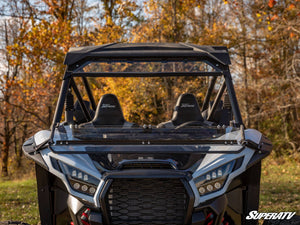 SuperATV flip down windshield on a Kawasaki Teryx KRX 1000, detail view