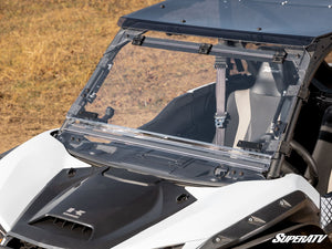 SuperATV flip windshield on a Kawasaki Teryx KRX 1000, angle view