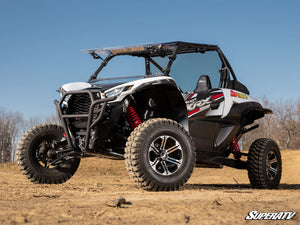 SuperATV flip windshield on a Kawasaki Teryx KRX 1000, detail view