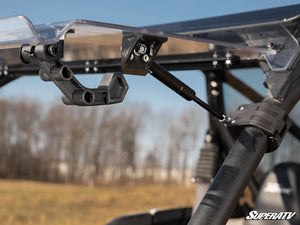 SuperATV flip windshield on a Kawasaki Teryx KRX 1000, mounted view