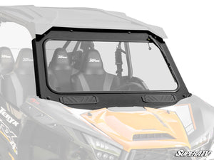 SuperATV glass windshield on a Kawasaki Teryx KRX 1000, front view