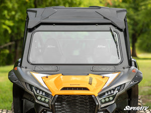 SuperATV glass windshield on a Kawasaki Teryx KRX 1000, angle view