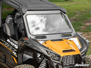 SuperATV glass windshield on a Kawasaki Teryx KRX 1000, side view