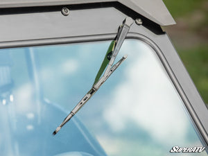 SuperATV glass windshield on a Kawasaki Teryx KRX 1000, installed close-up