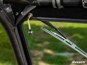 SuperATV glass windshield on a Kawasaki Teryx KRX 1000, mounted view