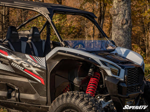 SuperATV half windshield on a Kawasaki Teryx KRX 1000, detail view