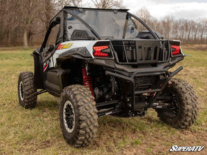 SuperATV rear vented windshield on a Kawasaki Teryx KRX 1000, angle view
