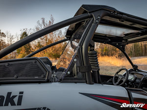 SuperATV rear windshield on a Kawasaki Teryx KRX 1000, cab view
