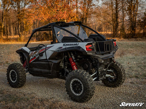 SuperATV rear windshield on a Kawasaki Teryx KRX 1000, detail view