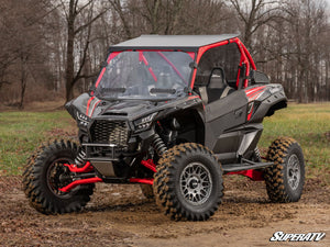 SuperATV vented full windshield on a Kawasaki Teryx KRX 1000, installed close-up