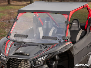 SuperATV vented full windshield on a Kawasaki Teryx KRX 1000, cab view