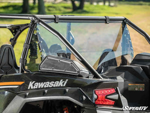 SuperATV rear windshield on a Kawasaki Teryx KRX4 1000, angle view