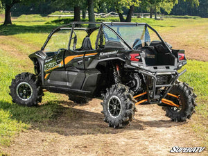 SuperATV rear windshield on a Kawasaki Teryx KRX4 1000, side view