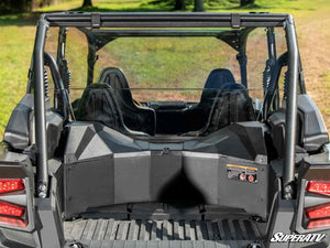 SuperATV rear windshield on a Kawasaki Teryx KRX4 1000, cab view