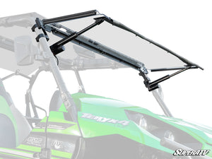 SuperATV MaxDrive power flip windshield on a Kawasaki Teryx, front view