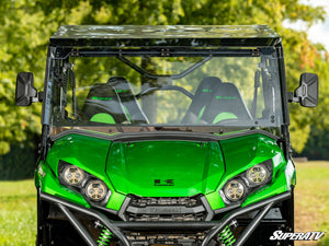 SuperATV MaxDrive power flip windshield on a Kawasaki Teryx, side view