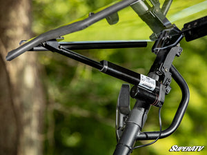 SuperATV MaxDrive power flip windshield on a Kawasaki Teryx, detail view