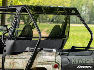 SuperATV rear windshield on a Kawasaki Teryx, mounted view