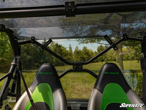 SuperATV rear windshield on a Kawasaki Teryx4, angle view