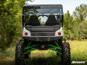 SuperATV rear windshield on a Kawasaki Teryx4, installed close-up