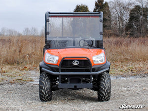 SuperATV full windshield on a Kubota RTV-X, angle view