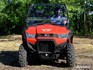 SuperATV Kymco UXV 450i Flip Windshield, cab view