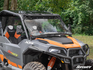 SuperATV flip windshield on a Polaris General, angle view