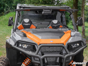 SuperATV flip windshield on a Polaris General, side view