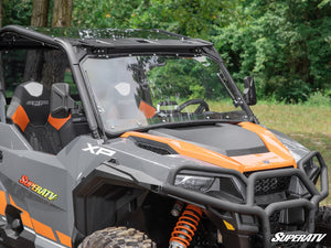 SuperATV flip windshield on a Polaris General, hardware detail