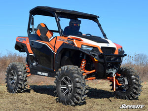 SuperATV full polycarbonate windshield on a Polaris General, cab view