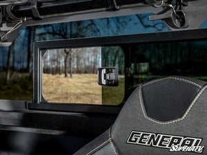 SuperATV glass sliding rear windshield on a Polaris General, cab view