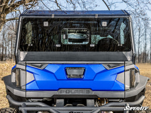 SuperATV glass sliding rear windshield on a Polaris General, detail view