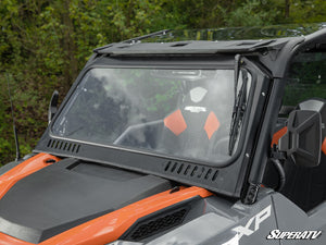 SuperATV glass windshield on a Polaris General, side view