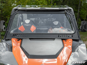SuperATV glass windshield on a Polaris General, detail view