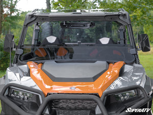 SuperATV tinted half windshield on a Polaris General, angle view
