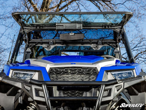SuperATV MaxDrive Power Flip glass windshield on a Polaris General, side view