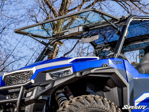 SuperATV MaxDrive Power Flip glass windshield on a Polaris General, mounted view