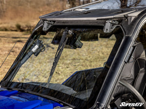 SuperATV MaxDrive Power Flip glass windshield on a Polaris General, hardware detail
