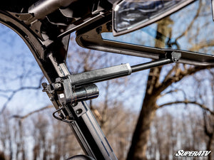 SuperATV MaxDrive Power Flip glass windshield on a Polaris General, profile view