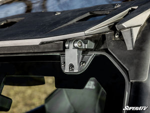 SuperATV MaxDrive Power Flip glass windshield on a Polaris General, top view