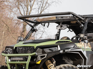 SuperATV MaxDrive Power Flip windshield on a Polaris General, side view