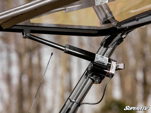 SuperATV MaxDrive Power Flip windshield on a Polaris General, detail view